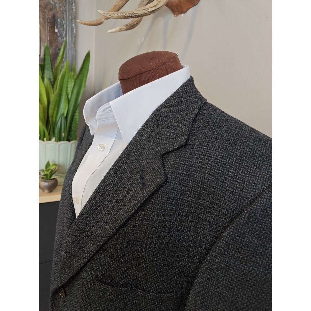 Gianelli Mens Wool Blazer Sports Coat 42R Dark Blue 3 Button Geometric Italy